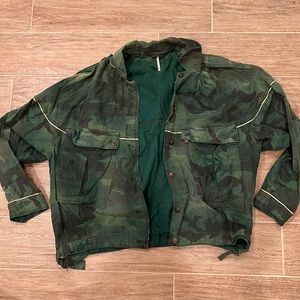 Denim green camo free people jacket